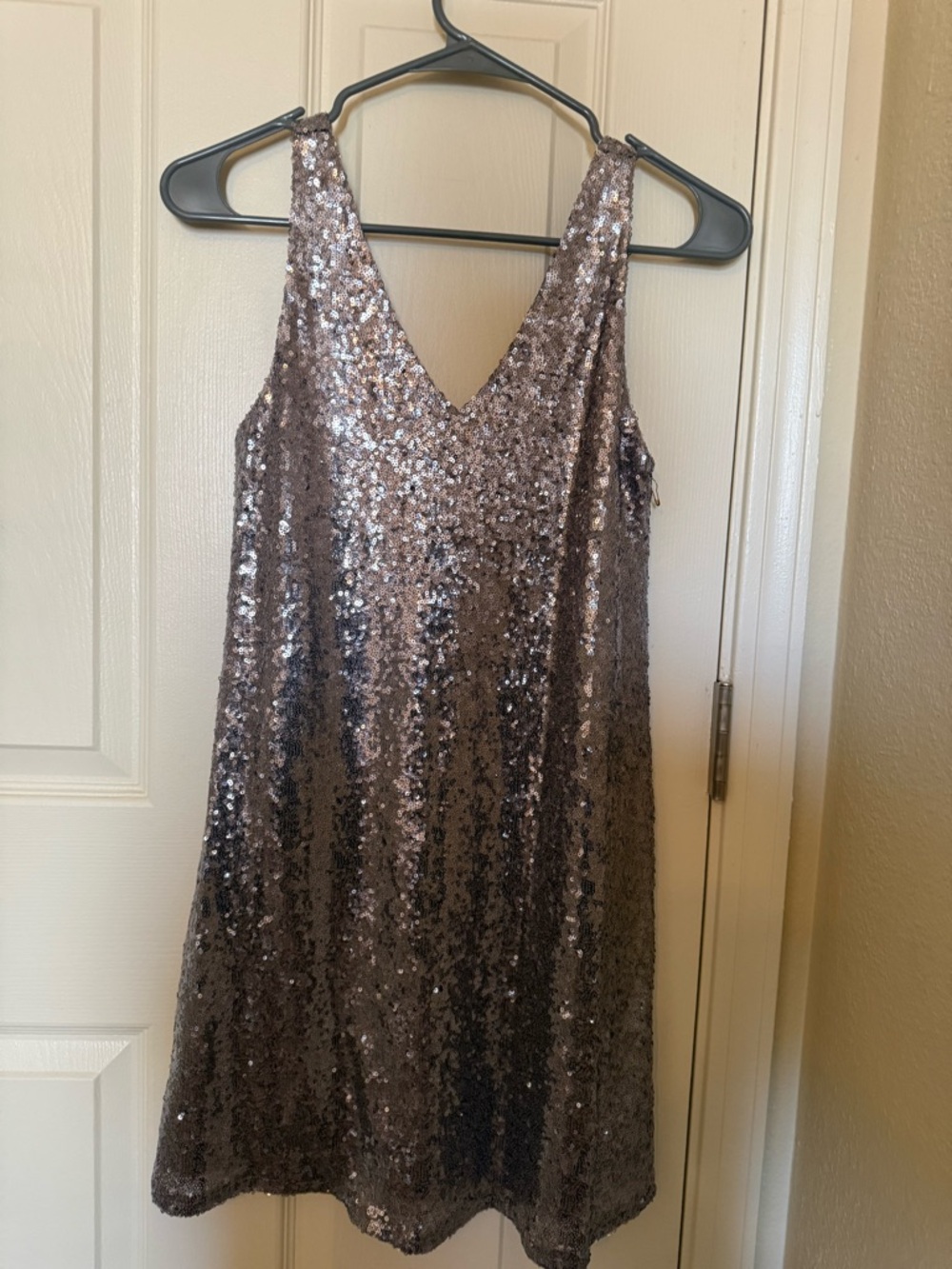 Sequin V-Neck Slip Dress silver